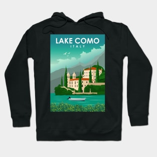 Lake Como Italy Vintage Minimal Retro Travel Poster Hoodie